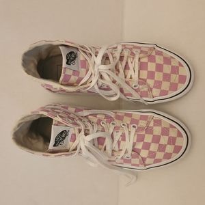 Vans Pink Checkered Sk8- High Top Sneakers Womens 6.5